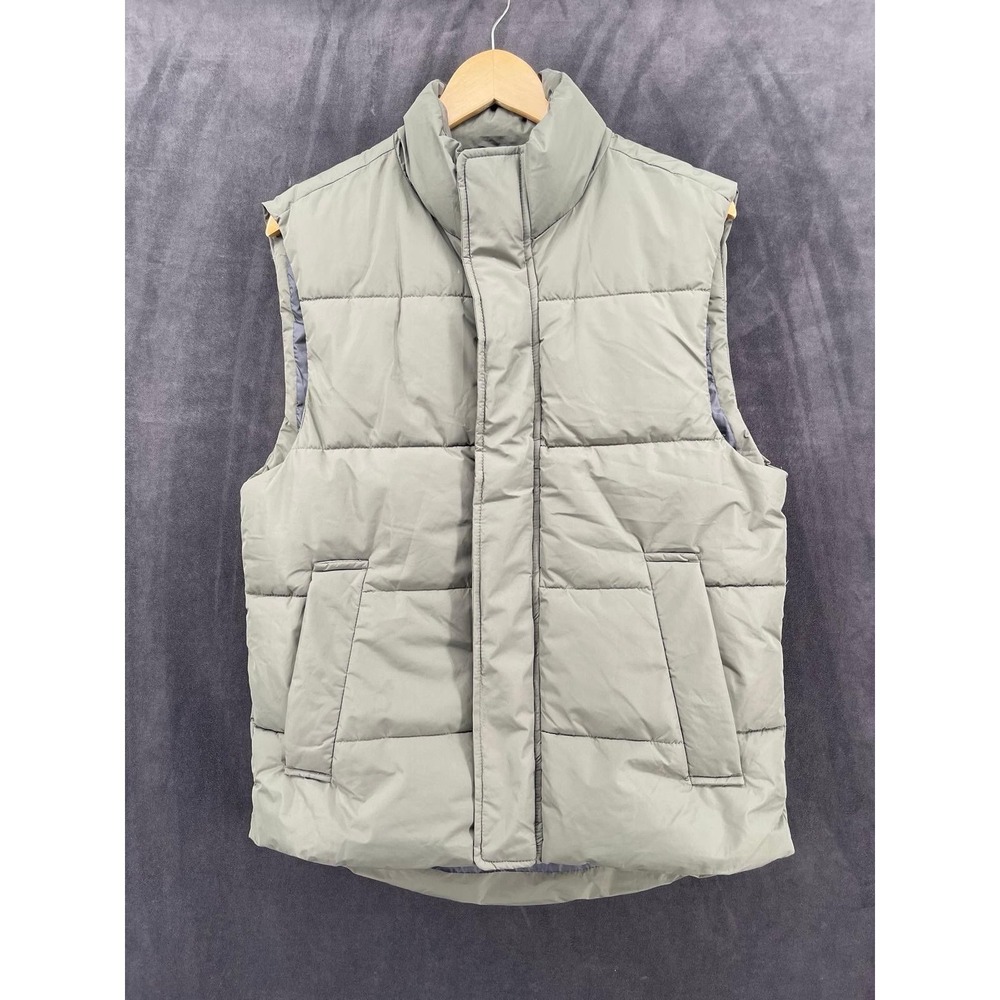 Leftiesman Men's Puffer Vest Green Size M Full Zip Sleeveless Jacket